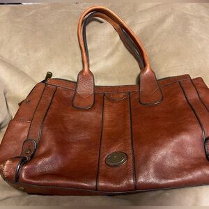Fossil Large Brown Leather Handbag Tote Reissue